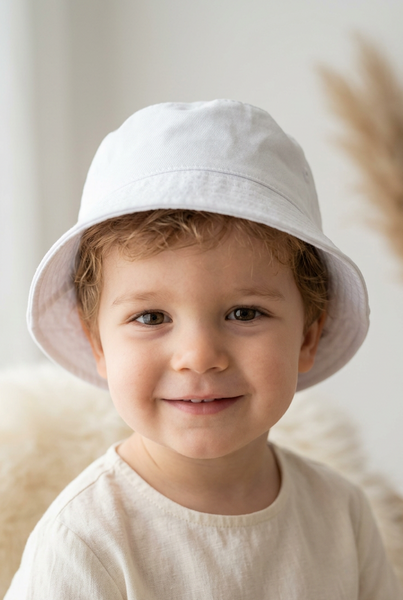 Traditional Baby Boys Bucket Sun Hat - White or Blue
