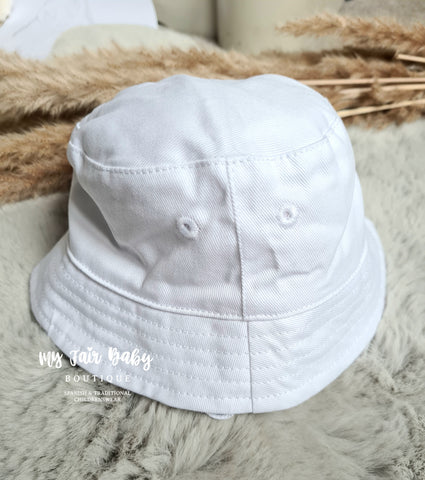 Traditional Baby Boys Bucket Sun Hat - White or Blue