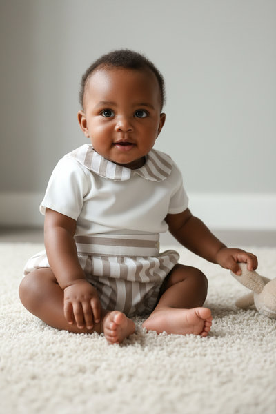Ceyber Spanish Baby Boys Camel Striped Summer Jam Pant Set CC1115 ~ 36m