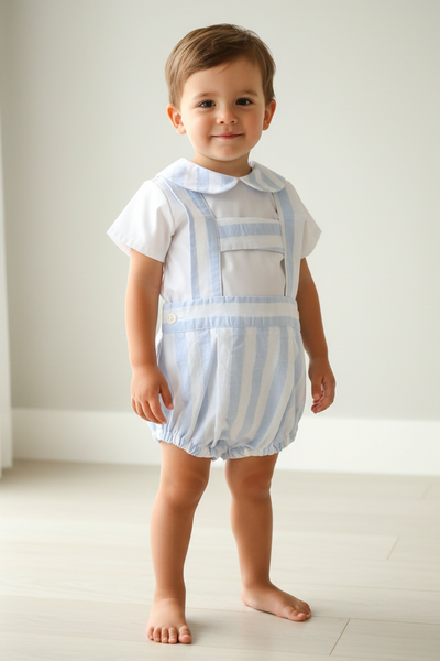 Ceyber Spanish Baby Boys Blue Striped Summer Romper Set CC5995 ~ 36m