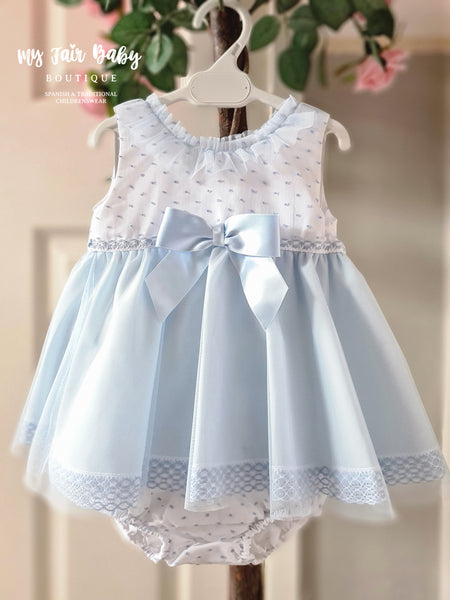 Ceyber Spanish Baby Girls Blue Tulle Dress MC9440 - 6,24m