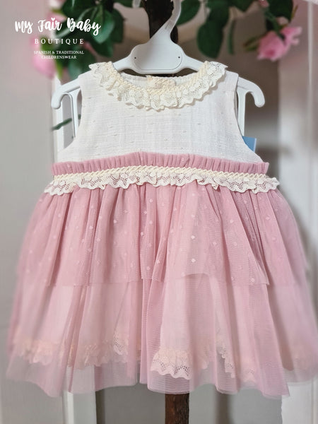 Ceyber Spanish Baby Girls Rose Pink Tulle Dress Set MC7110