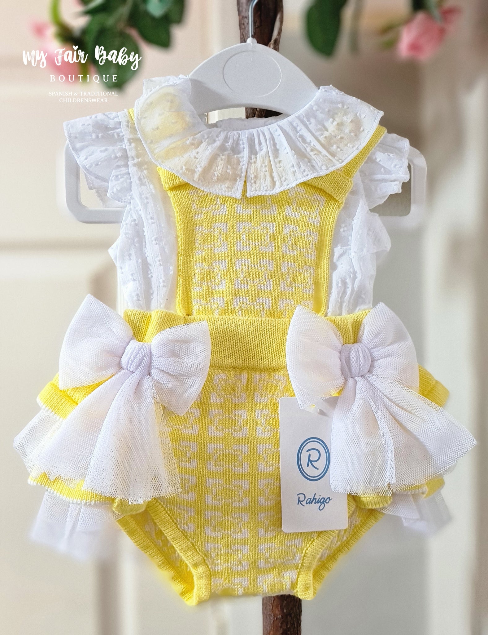Rahigo Spanish Baby Girls Yellow Knitted Romper Set 22106 - 3,6m