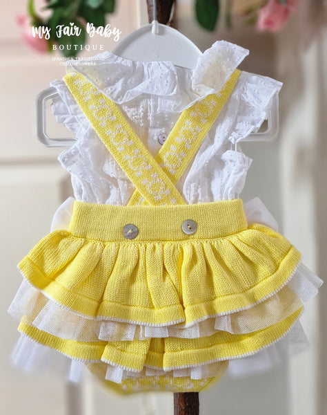 Rahigo Spanish Baby Girls Yellow Knitted Romper Set 22106 - 3m