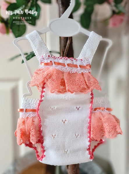 Ela Confeccion SS23 Spanish Girls Knitted Romper & Bonnet - MADE TO ORDER