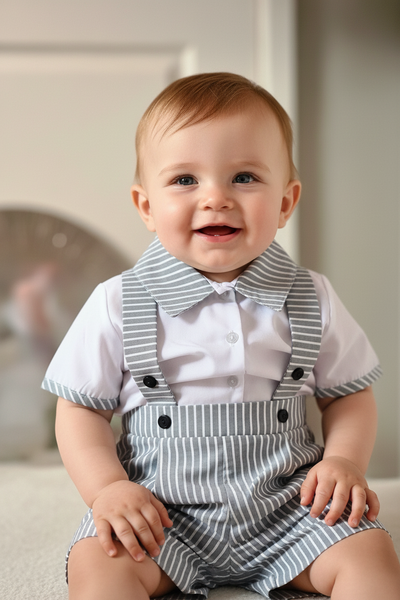 Spanish Baby Boys Navy Striped Dungarees ~ 6,18m NON RETURNABLE