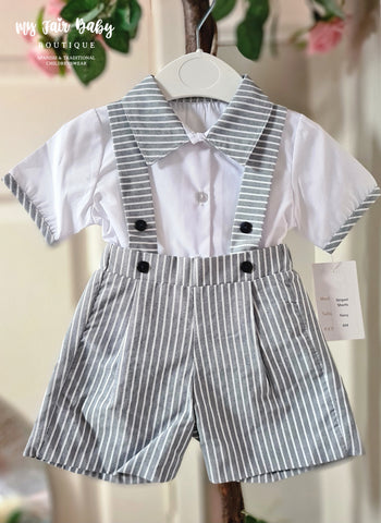 Spanish Baby Boys Navy Striped Dungarees