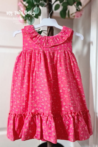 Spanish BabyFerr Older Girls Red Floral Dress 24574 - 4-10y