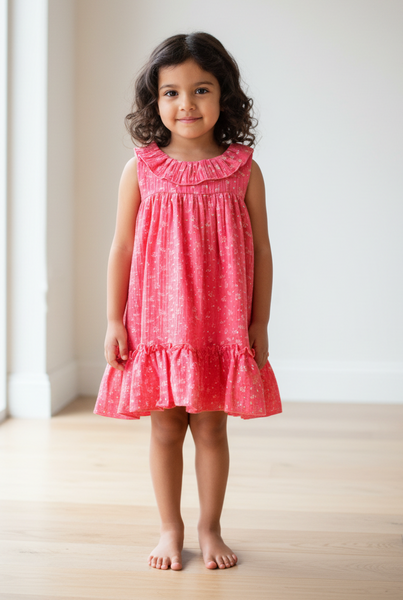 Spanish BabyFerr Older Girls Red Floral Dress 24574 - 5-10y