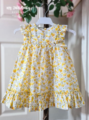 Spanish BabyFerr Older Girls Yellow Poppies Dress 24568 - 2-10y