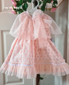 Ceyber SS24 Spanish Older Girls Pink Organza Trim Dress CC2559 - 3-8y
