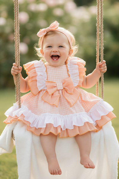 Ceyber Spanish Baby Girls Orange Gingham Dress & Pants CC2880 ~ 6-18m