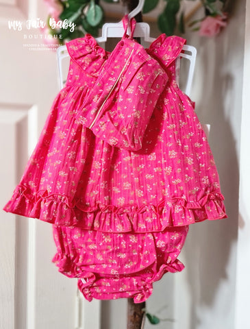 Spanish BabyFerr Baby Girls Red Floral Summer Dress Set 24134