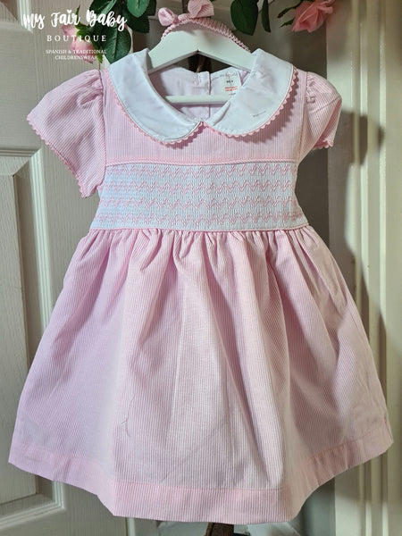 Traditional Spanish Older Girls Pink Smocked Dress 1233 - 2-3y