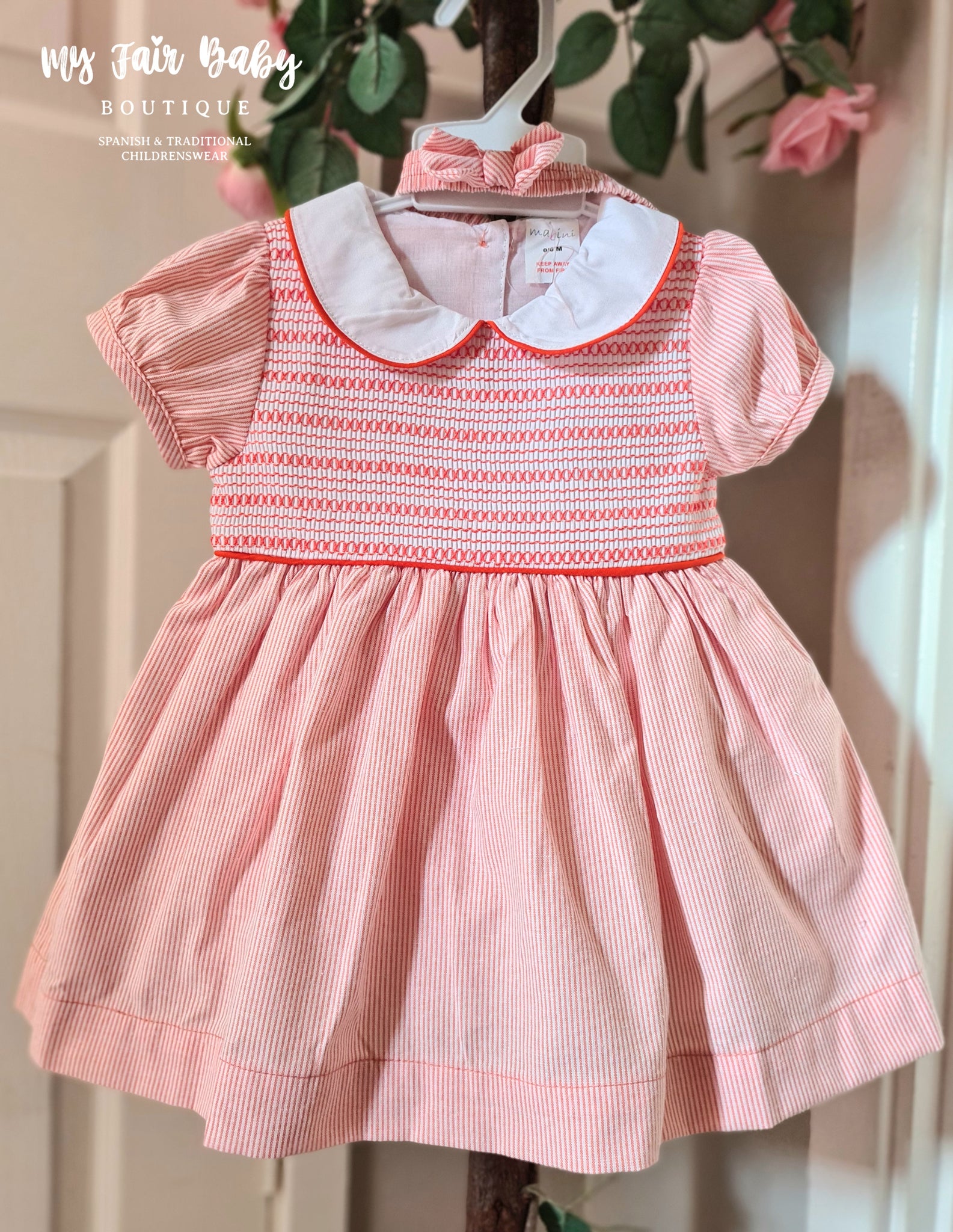 Traditional Spanish Girls Orange Smocked Dress 3304 0-3y – My