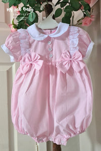 Traditional Baby Girls Pink Cotton Pinstripe Romper - 0-9m