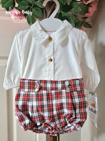 Spanish Baby Boys Red & White Tartan Short Set R002 ~ 3,24m