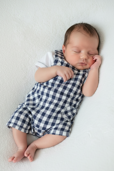 Spanish Newborn Baby Boys Newborn Navy Check Set - NON RETURNABLE