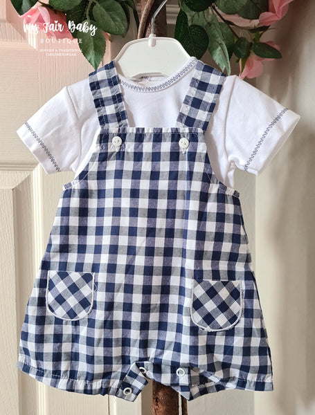 Spanish Newborn Baby Boys Newborn Navy Check Set - NON RETURNABLE