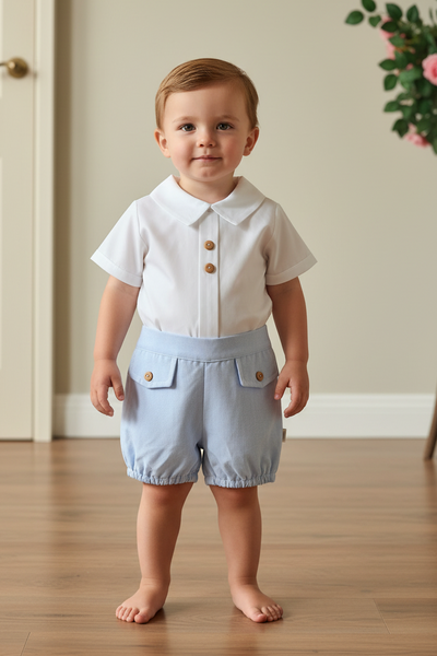 Spanish Baby Boys Classic Blue Short Set