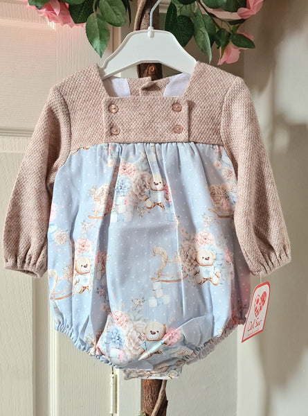 Spanish Baby Girls Blue Teddy Bear Romper ~ 18m
