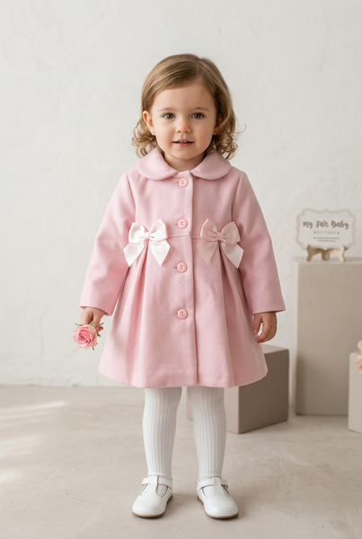 Traditional Spanish Baby Girls Pink Bow Coat C83A - 24,36m