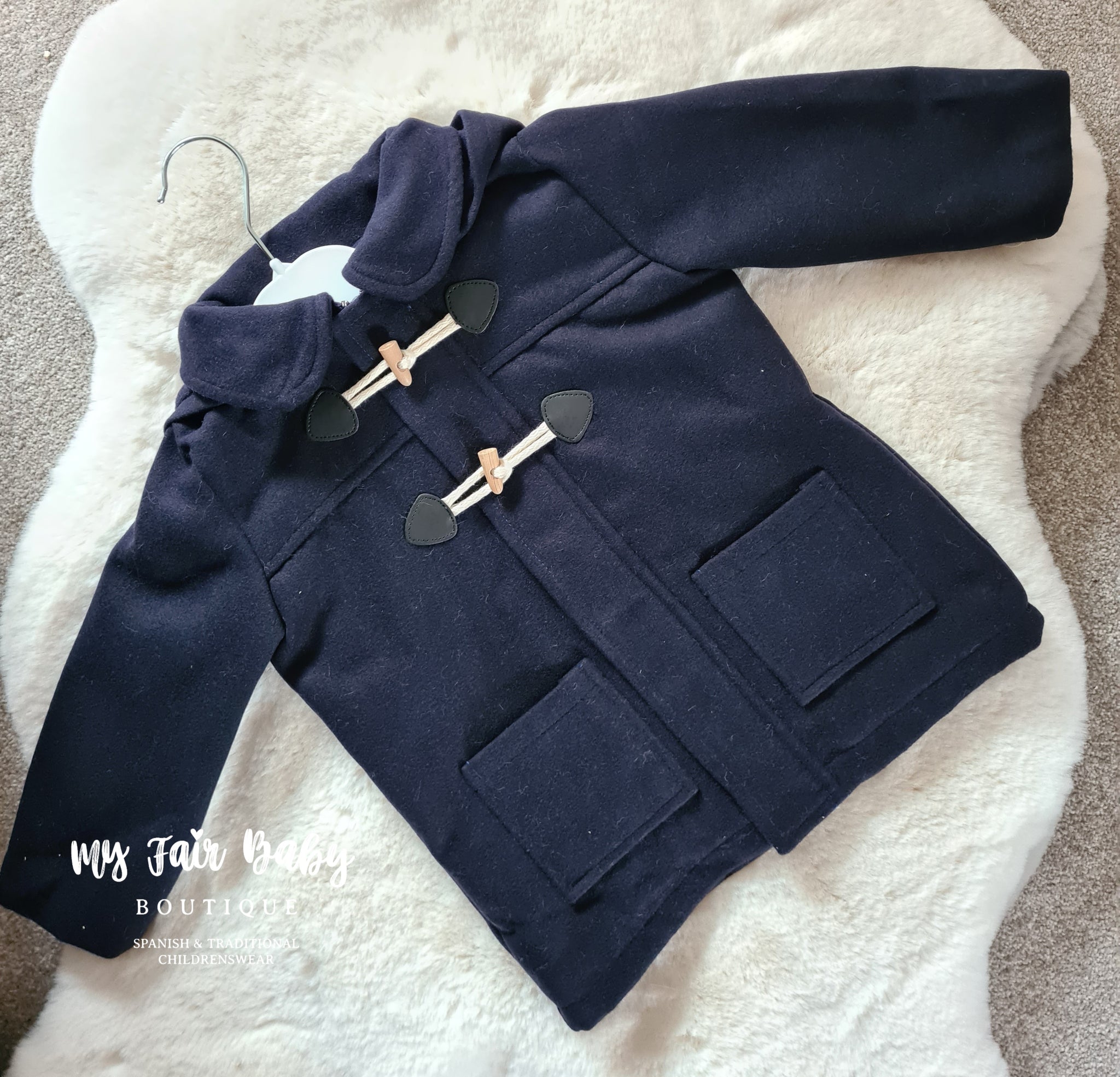 Traditional Spanish Baby Boys Navy Hooded Duffle Coat ~ 12m – My