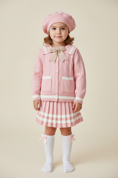 Spanish Style Older Girls Pink Knitted 4pc Skirt Set - 2y
