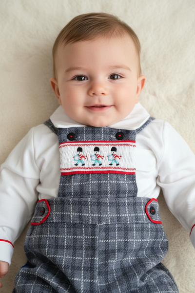 Beau Kid Baby Boys Navy Check Soldier Dungarees 23403 ~ 9-24m