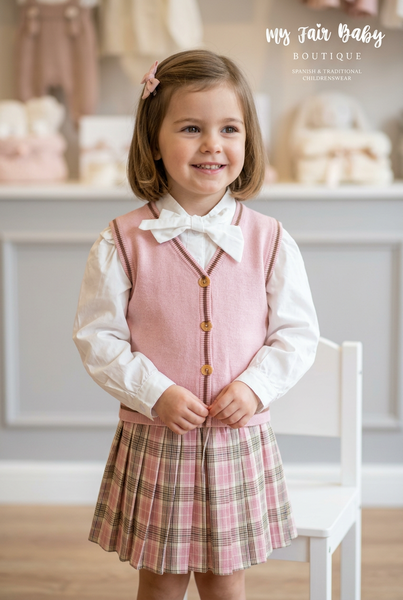 Beau Kid Girls Pink Tartan Skirt 3pc Set 238600 ~ IN STOCK NOW