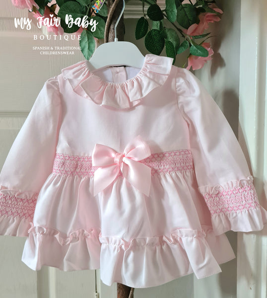 Spanish Baby Girls Pink Smocked Dress ~ 18,24m