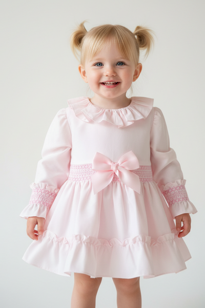 Spanish Baby Girls Pink Smocked Dress ~ 18,24m