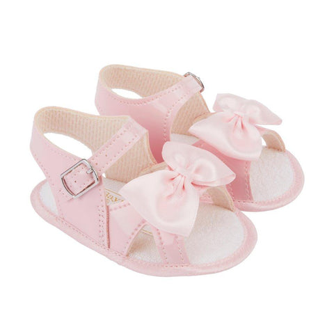 Spanish Style Baby Girls Pink Soft Soled Pram Sandals