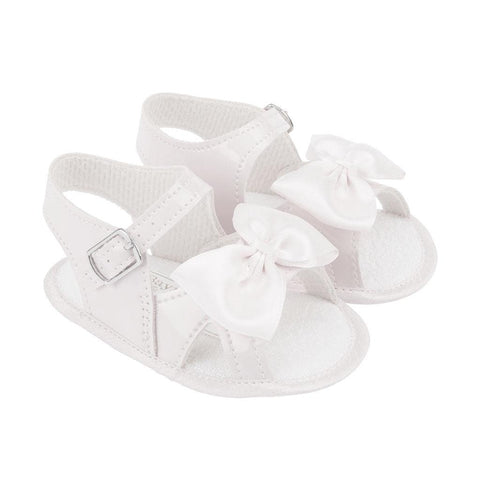 Spanish Style Baby Girls White Soft Soled Pram Sandals