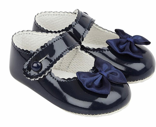 Baypod Traditional Baby Girls Navy Patent Soft Soled Pram Shoes BP604N