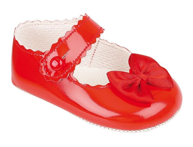 Baypod Traditional Baby Girls Red Patent Soft Soled Pram Shoes BP604R