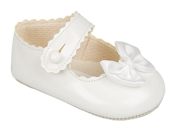 Baypod Traditional Baby Girls White Patent Soft Soled Pram Shoes BP604W