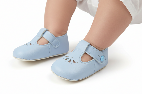 Baypod Traditional Baby Boys Blue Cutout Pre-Walker Pram Shoes B617
