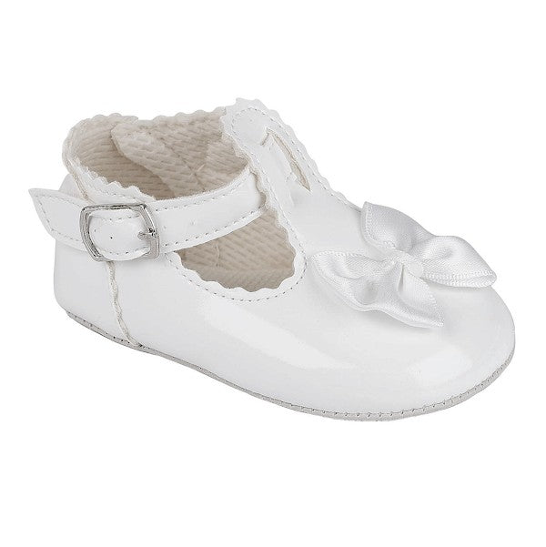 Baypod Spanish Style Baby Girls White Patent Buckle Soft Soled Shoes