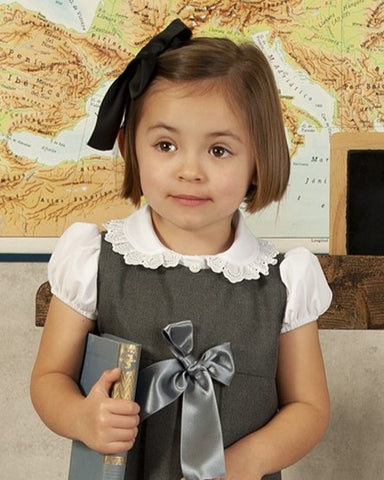 Sonata Infantil Spanish Girls White Lace Collar Short Sleeved School Blouse CC2401 - MADE TO ORDER