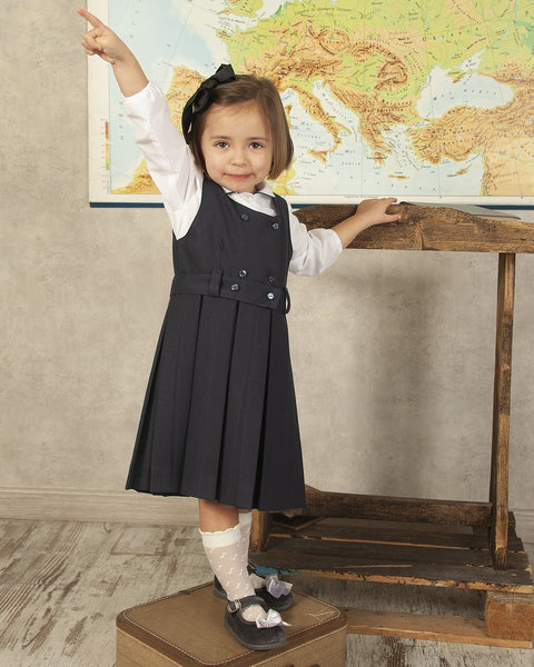 Sonata Infantil Spanish Girls Belted School Pinafore Dress CC2403 - MADE TO ORDER
