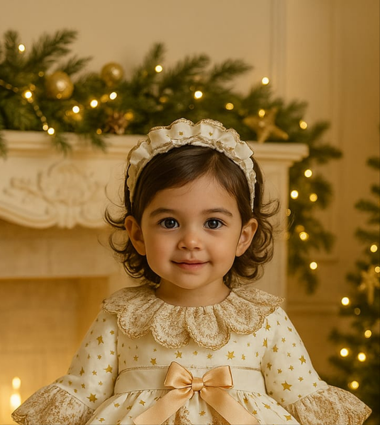 Sonata AW25 Spanish Girls Cream & Gold Christmas Star Headband - MADE TO ORDER