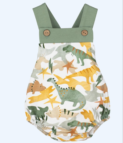 Calamaro Spanish Baby Boys Green Dinosaur Romper 32422 ~ 6-24m