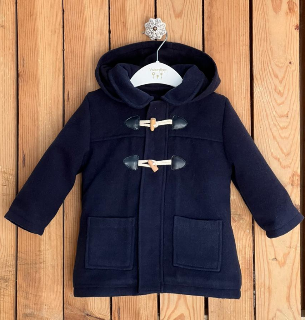 Traditional Spanish Baby Boys Navy Hooded Duffle Coat My Fair Baby Boutique