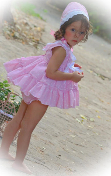 Ela Confeccion SS24 Spanish Girls Pink Star Summer Dress - MADE TO ORDER