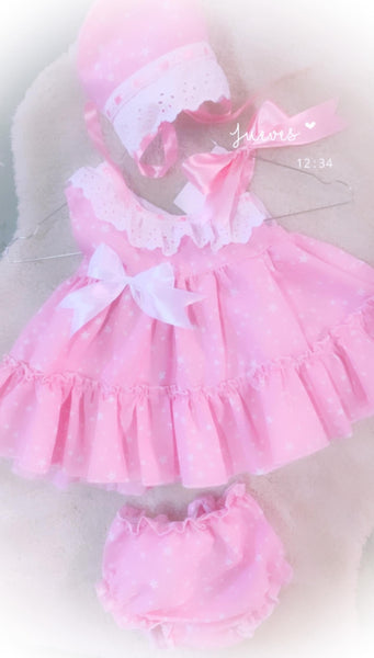 Ela Confeccion SS24 Spanish Girls Pink Star Summer Dress - MADE TO ORDER