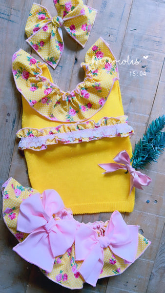 Ela Confeccion SS24 Spanish Girls Yellow 3PC Knitted Summer Set - MADE TO ORDER