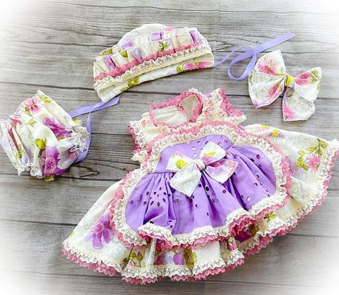 Ela Confeccion SS24 Spanish Girls Lilac Pinny Summer Dress - MADE TO ORDER