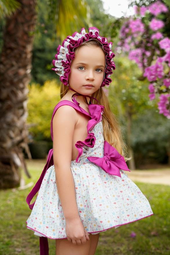 Ela Confeccion SS25 Spanish Girls Hot Pink Floral Sun Dress