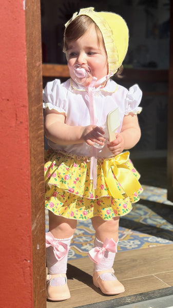 Sonata Infantil Girls Lemon Floral Skort Set VE2527 - MADE TO ORDER
